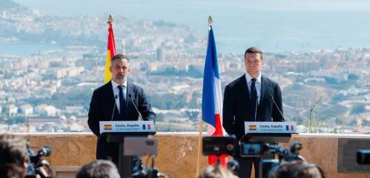 Ceuta : Jordan Bardella, président du RN, et Santiago Abascal, chef de ...